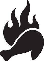 Spicy chicken wings silhouette with rising flames, perfect for food, restaurant, and menu design.
