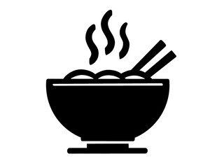 meatball logo icon in a bowl, silhouette style image, vector illustration
