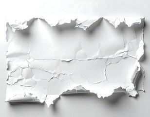 Ripped white paper, creased and cracked