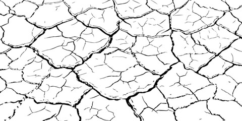 High-resolution cracked dry earth texture, natural drought pattern with rough surface details. Perfect for backgrounds, grunge design, environmental concepts, and creative texture overlays.