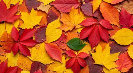 Flat lay texture of colorful fall foliage creating a high-density, warm, seasonal background