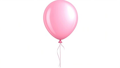 Single, pink balloon, smooth surface,  with thin, flowing string