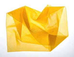 Gold-toned sheer fabric draped,  wrinkled