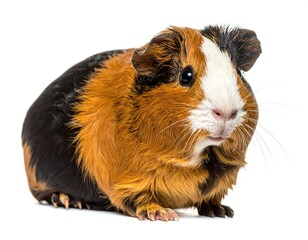 Guinea pig, tri-colored, alert pose