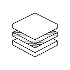 Vector illustration of isometric layered square icon, representing materials or construction layers
