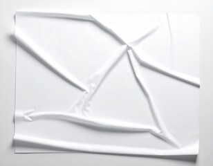 White paper, wrinkled and creased,  showing folds and creases