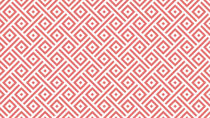 Seamless red geometric lattice pattern with interlocking lines and squares for textile or wallpaper background