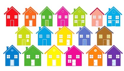 Fototapeta premium Colorful illustration of various simple house icons