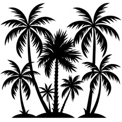 Obraz premium “Palm Tree Silhouette Icon Set – Tropical Vector Icon Collection”