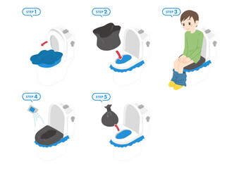 非常用トイレの使い方のイラスト