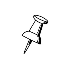 Bold Line Art Illustration of a Single Push Pin