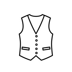 Stylized Black Outline of a Classic Five-Button Vest with Pocket Details