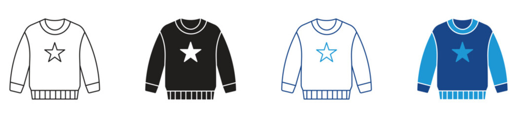 Sweater icon set representing cold weather fashion, cozy wear, and winter outfits, vector illustration .