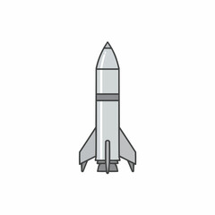 Fototapeta premium Stylized Gray Rocket with Black Outline and Three Exhaust Nozzles