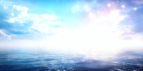 Obraz premium Bright abstract sky, vibrant blue and white clouds, serene atmosphere, suitable for backgrounds or uplifting themes.