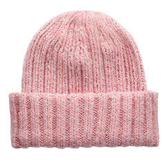 Cozy ribbed knit beanie hat in soft pink hue