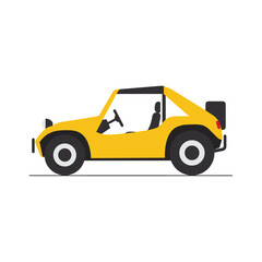 Side Profile of a Yellow Dune Buggy with Driver
