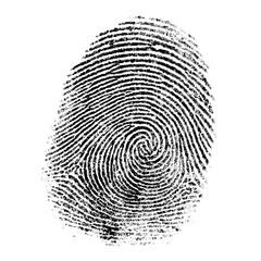 Black fingerprint isolated on transparent cutout background