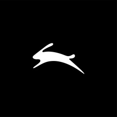 Rabbit jump logo. Animal icon