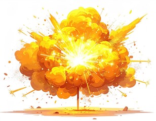 Large, vibrant yellow explosion with radiating sparks