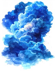 Abstract, vibrant blue clouds, star-dusted