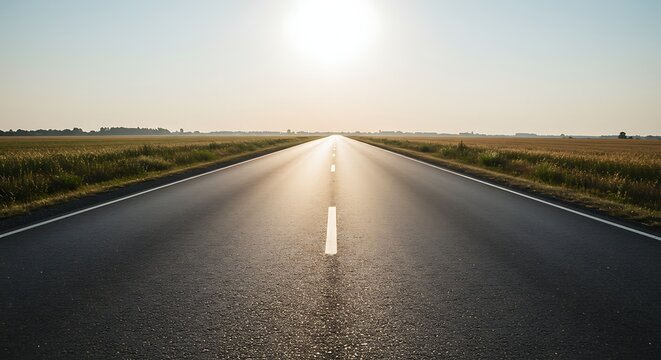 Open road leading to horizon under clear skies
