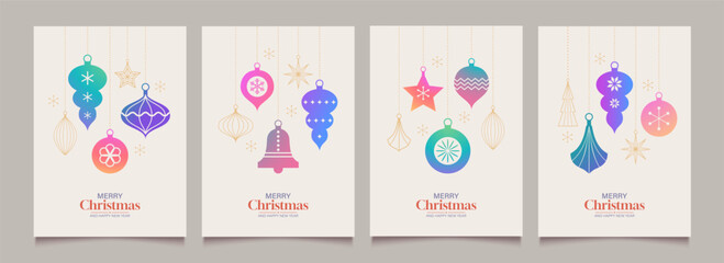 Merry Christmas and Happy New Year collection of poster, holiday backgrounds, greeting cards.