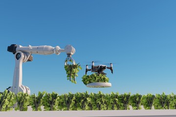 Smart robotic arm harvesting fresh vegetables in an organic farm with precision and speed. This technology boosts agricultural efficiency, reduces manual labor, and supports sustainable modern farming
