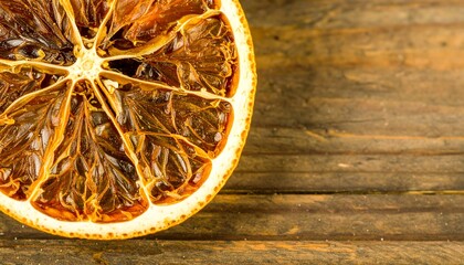 Dried orange slice on wood
