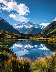 Majestic mountain reflected in tranquil lake (1)