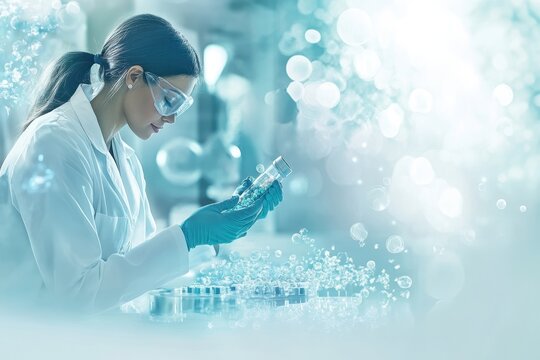 A scientist analyzes samples in a laboratory, focusing on detailed observations and experiments - Powered by Adobe