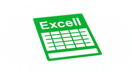 Green excell icon with grid and text on white background