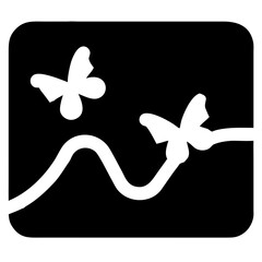 3d icon of two white butterflies flying over a wavy line on a, abstract, minimalist, simple, graphic design