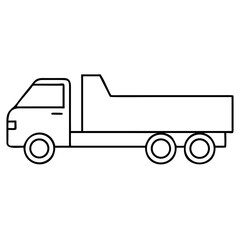 3d icon of outline drawing of a small dump truck with an empty bed, isolated on a
