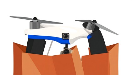 Drone in orange gift wrap