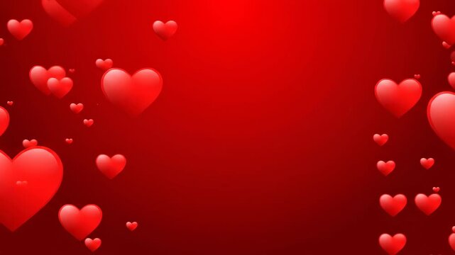 Red Hearts Abstract Romantic Background - Animated background of red hearts floating on a deep red backdrop, ideal for Valentine's Day, love, or romance themed projects.
