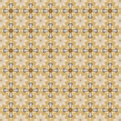 Intricate golden cross pattern creates a luxurious and elegant vintage textile design