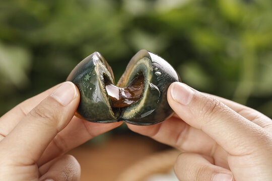 Traditional Century Eggs Chinese Delicacy Split Open Gaoyou District Preserved Food