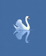 Serene Swan on the Water: A graceful swan, floating effortlessly upon calm waters, showcases elegance and beauty. The swan's reflection adds a layer of depth. 