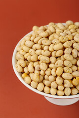Fried Crispy Soy Beans from Guizhou China - Traditional Farmers Snacks in White Bowl