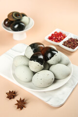 Traditional Chinese Gaoyou Salted Duck Eggs with Spices - Asian Preserved Food Cuisine