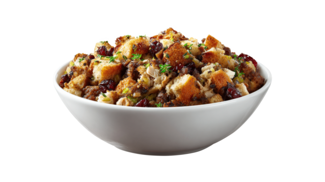 Turkey stuffing bowl isolated on a white background