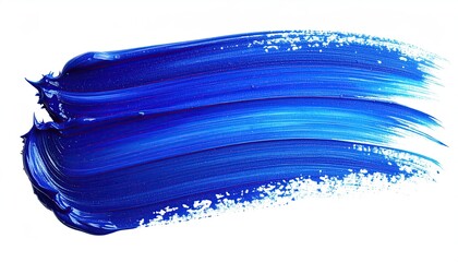 Vibrant blue paint stroke on white background