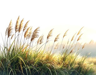 Fototapeta premium Golden grasses sway gently in morning light