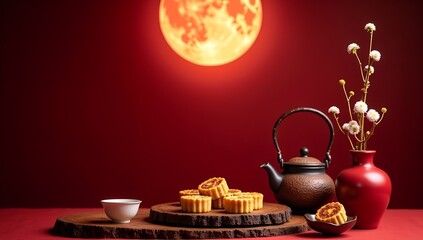 mid autumn festival with traditional food 