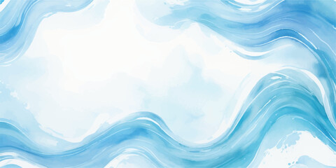 Abstract Blue Water Color Background with Smooth Lines and Subtle Texture