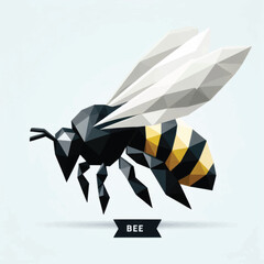 Geometric Bee Illustration with Black and Yellow Stripes.