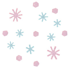 ピンクと水色の雪の結晶