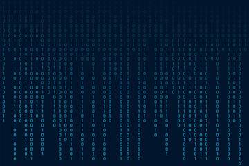 Matrix binary code 0 and 1 numbers. Tech hacker concept. Futuristic Falling digits on dark backdrop. Running random numbers. 