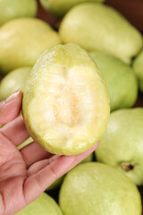 Fresh White Guava Fruit Cut in Half Showing Heart Shape from Guangxi China Agricultural Harvest Market Display